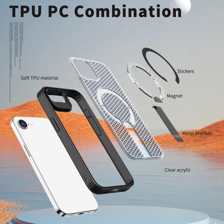 For iPhone 17e / 16e kalebol Honeycomb Cooling MagSafe Holder Phone Case
