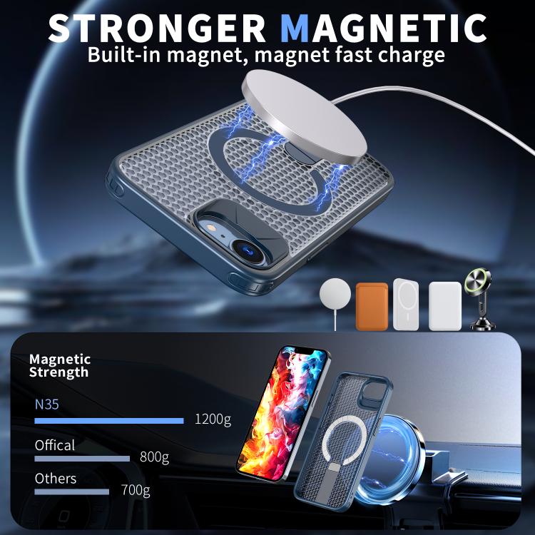 For iPhone 17e / 16e kalebol Honeycomb Cooling MagSafe Holder Phone Case