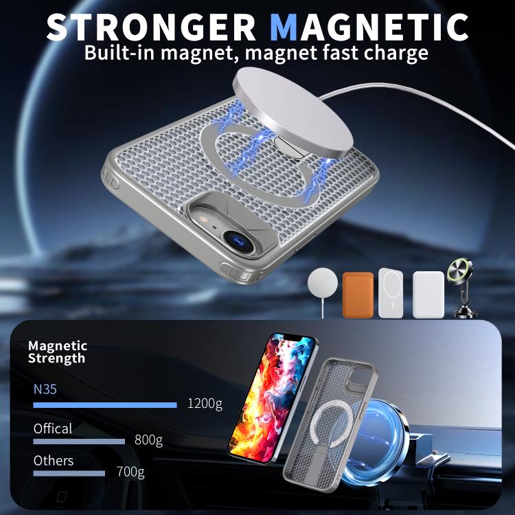 For iPhone 17e / 16e kalebol Honeycomb Cooling MagSafe Holder Phone Case