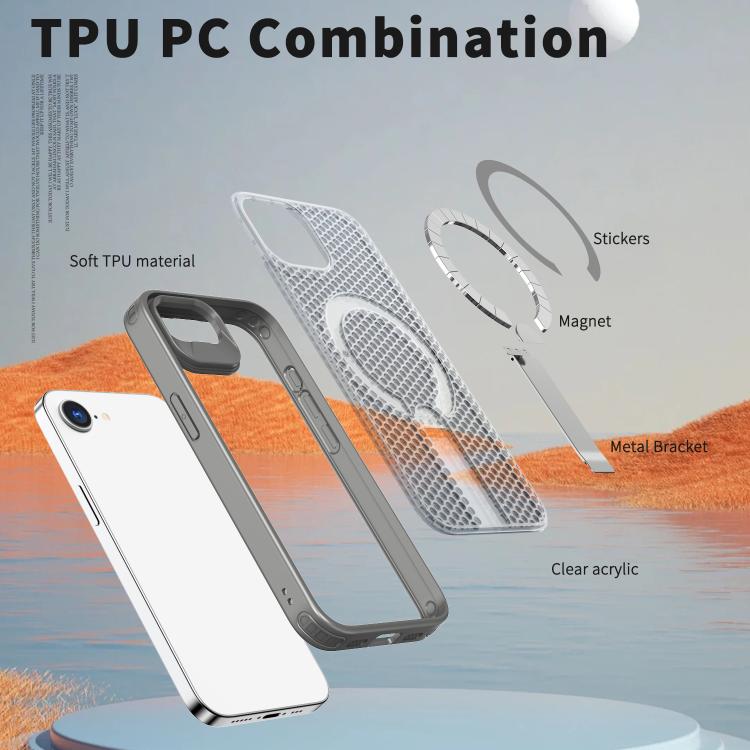 For iPhone 17e / 16e kalebol Honeycomb Cooling MagSafe Holder Phone Case