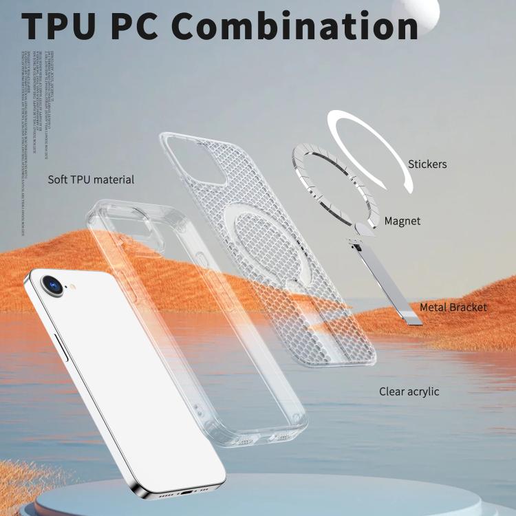 For iPhone 17e / 16e kalebol Honeycomb Cooling MagSafe Holder Phone Case