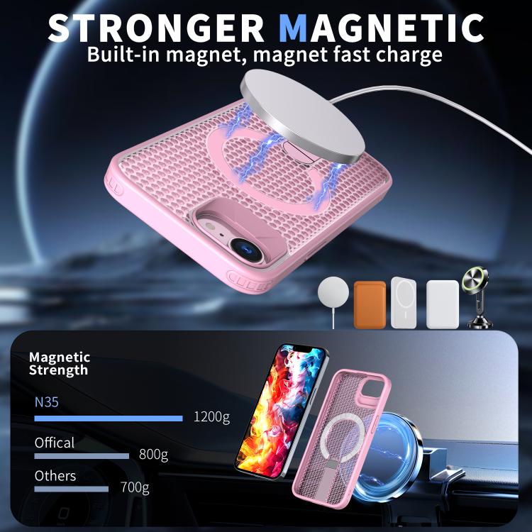 For iPhone 17e / 16e kalebol Honeycomb Cooling MagSafe Holder Phone Case