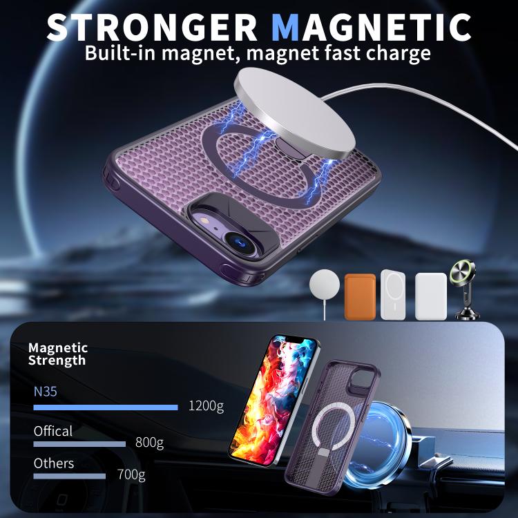 For iPhone 17e / 16e kalebol Honeycomb Cooling MagSafe Holder Phone Case