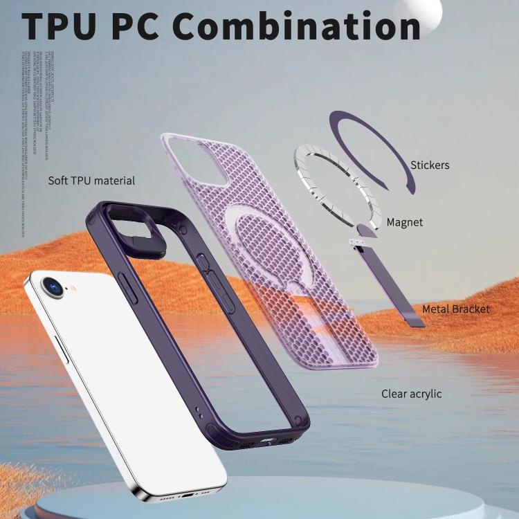 For iPhone 17e / 16e kalebol Honeycomb Cooling MagSafe Holder Phone Case