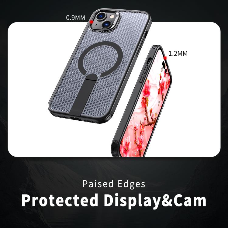 For iPhone 14 Plus kalebol Honeycomb Cooling MagSafe Holder Phone Case