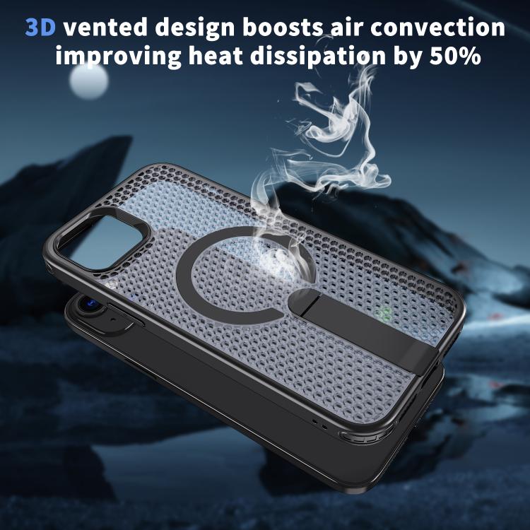 For iPhone 14 Plus kalebol Honeycomb Cooling MagSafe Holder Phone Case