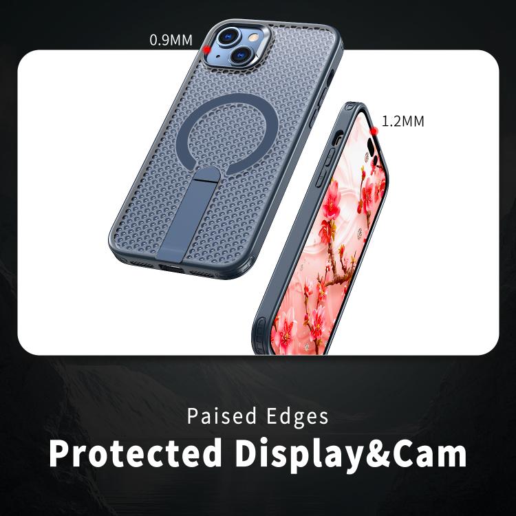 For iPhone 14 Plus kalebol Honeycomb Cooling MagSafe Holder Phone Case