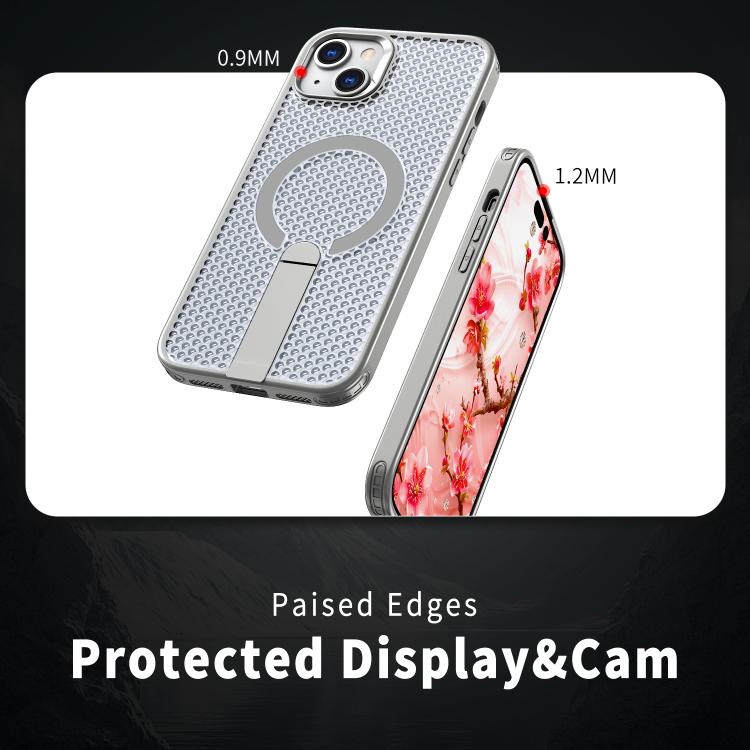 For iPhone 14 Plus kalebol Honeycomb Cooling MagSafe Holder Phone Case