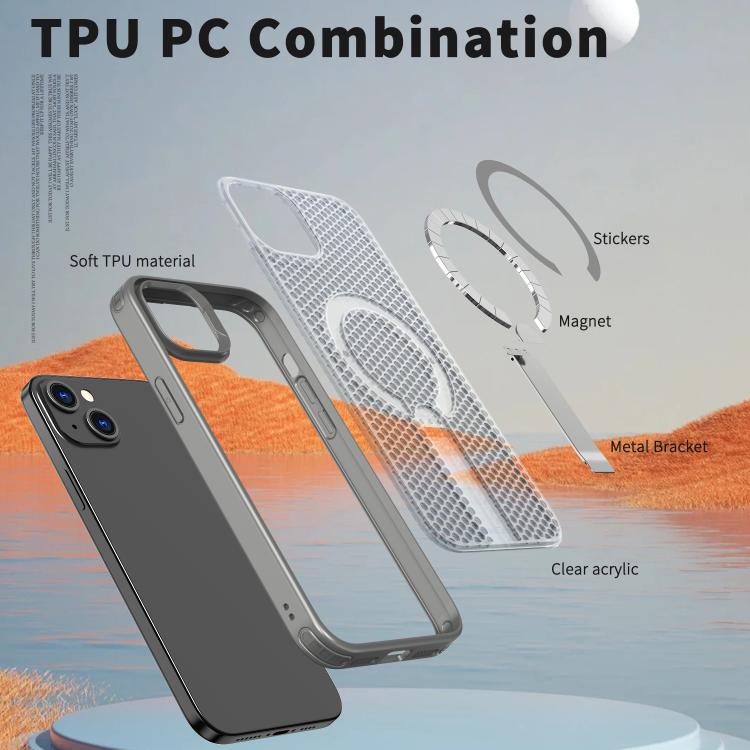 For iPhone 14 Plus kalebol Honeycomb Cooling MagSafe Holder Phone Case
