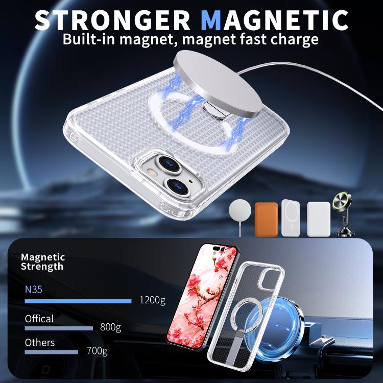 For iPhone 14 Plus kalebol Honeycomb Cooling MagSafe Holder Phone Case