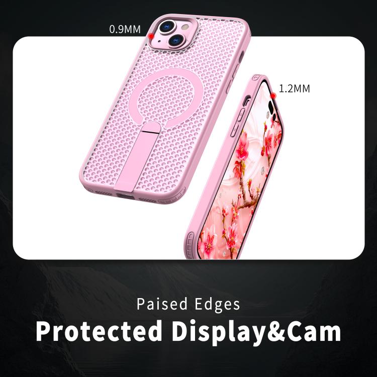 For iPhone 14 Plus kalebol Honeycomb Cooling MagSafe Holder Phone Case