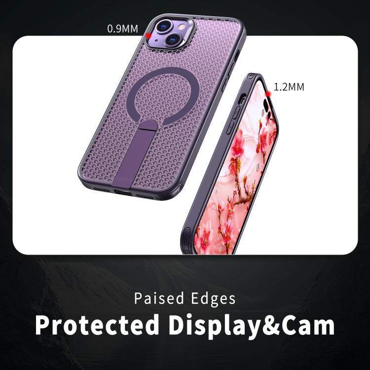 For iPhone 14 Plus kalebol Honeycomb Cooling MagSafe Holder Phone Case