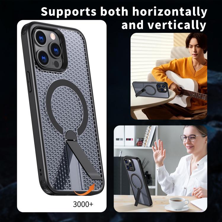 For iPhone 14 Pro kalebol Honeycomb Cooling MagSafe Holder Phone Case