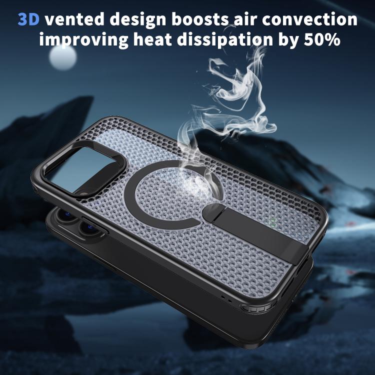 For iPhone 14 Pro kalebol Honeycomb Cooling MagSafe Holder Phone Case