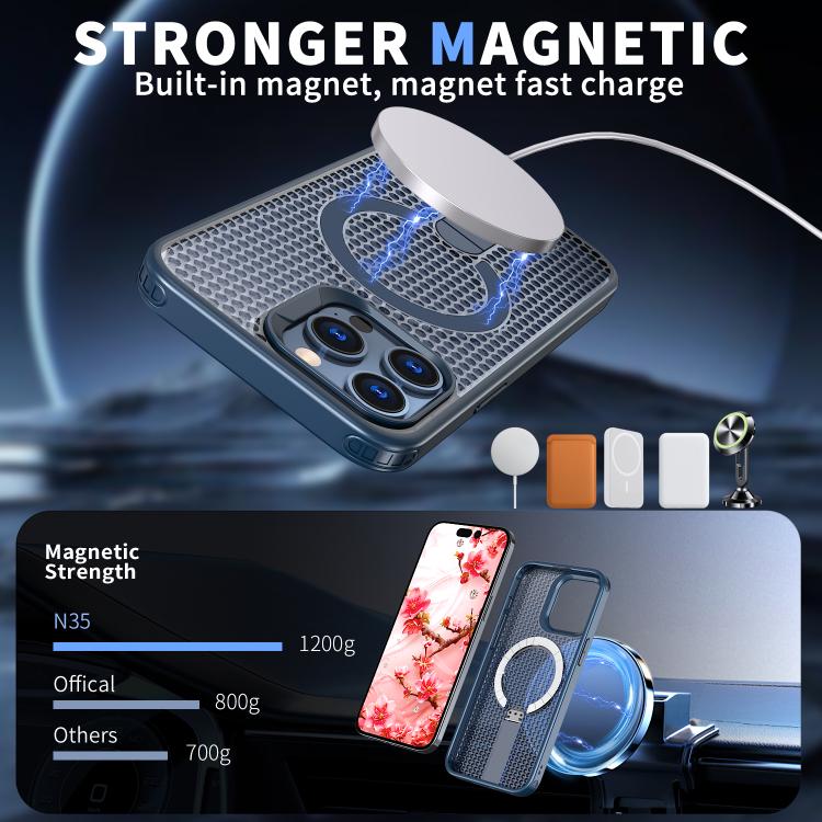 For iPhone 14 Pro kalebol Honeycomb Cooling MagSafe Holder Phone Case