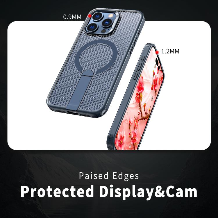 For iPhone 14 Pro kalebol Honeycomb Cooling MagSafe Holder Phone Case