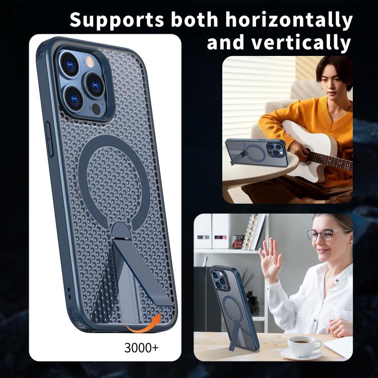 For iPhone 14 Pro kalebol Honeycomb Cooling MagSafe Holder Phone Case