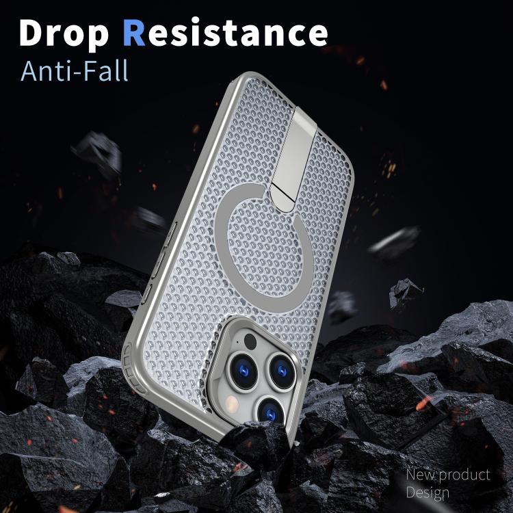 For iPhone 14 Pro kalebol Honeycomb Cooling MagSafe Holder Phone Case