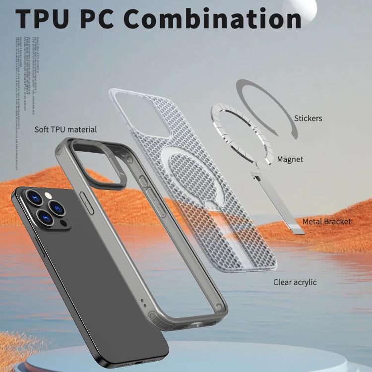 For iPhone 14 Pro kalebol Honeycomb Cooling MagSafe Holder Phone Case