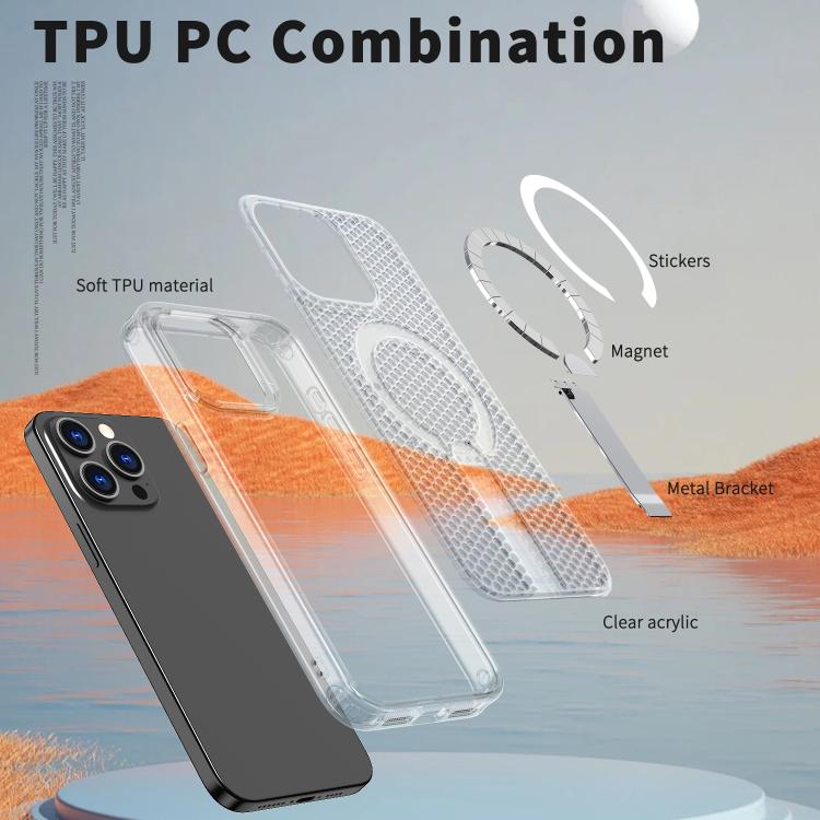 For iPhone 14 Pro kalebol Honeycomb Cooling MagSafe Holder Phone Case