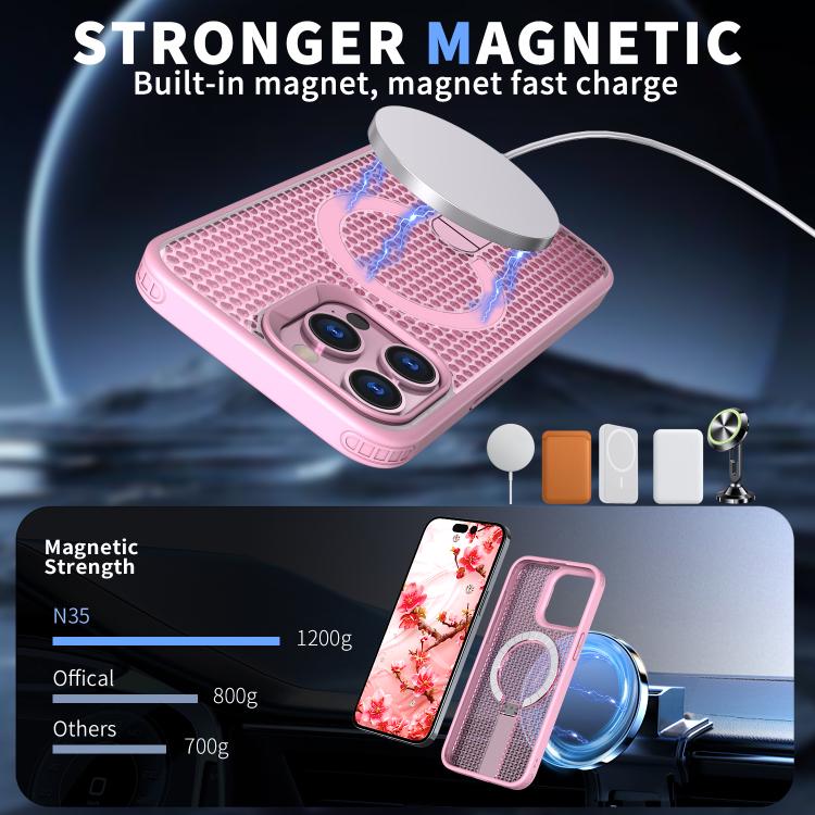 For iPhone 14 Pro kalebol Honeycomb Cooling MagSafe Holder Phone Case