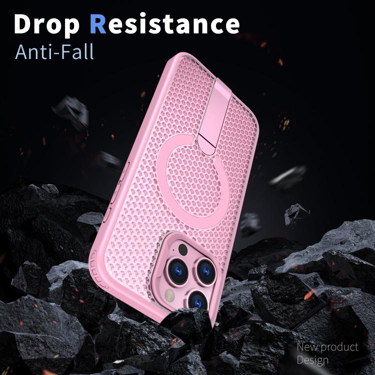 For iPhone 14 Pro kalebol Honeycomb Cooling MagSafe Holder Phone Case