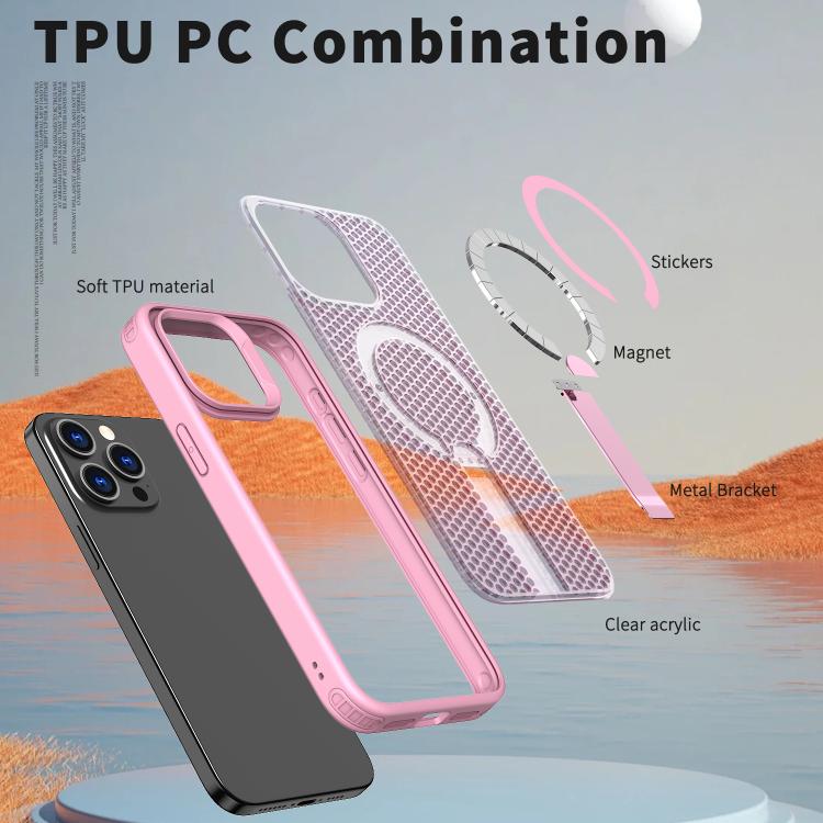 For iPhone 14 Pro kalebol Honeycomb Cooling MagSafe Holder Phone Case