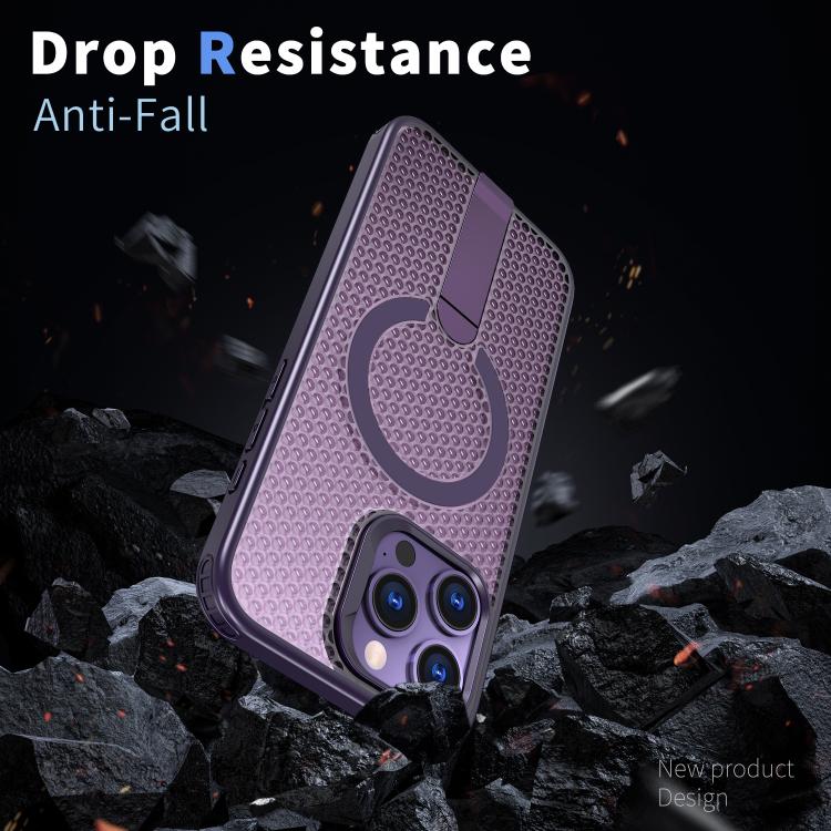 For iPhone 14 Pro kalebol Honeycomb Cooling MagSafe Holder Phone Case