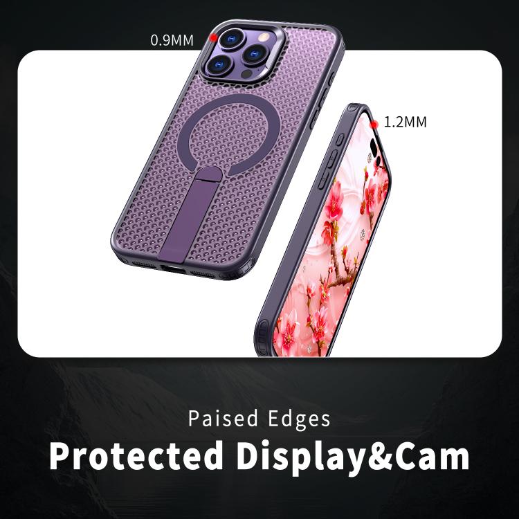 For iPhone 14 Pro kalebol Honeycomb Cooling MagSafe Holder Phone Case