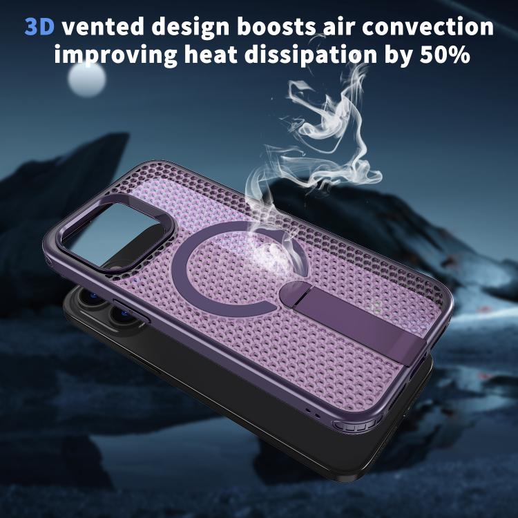 For iPhone 14 Pro kalebol Honeycomb Cooling MagSafe Holder Phone Case