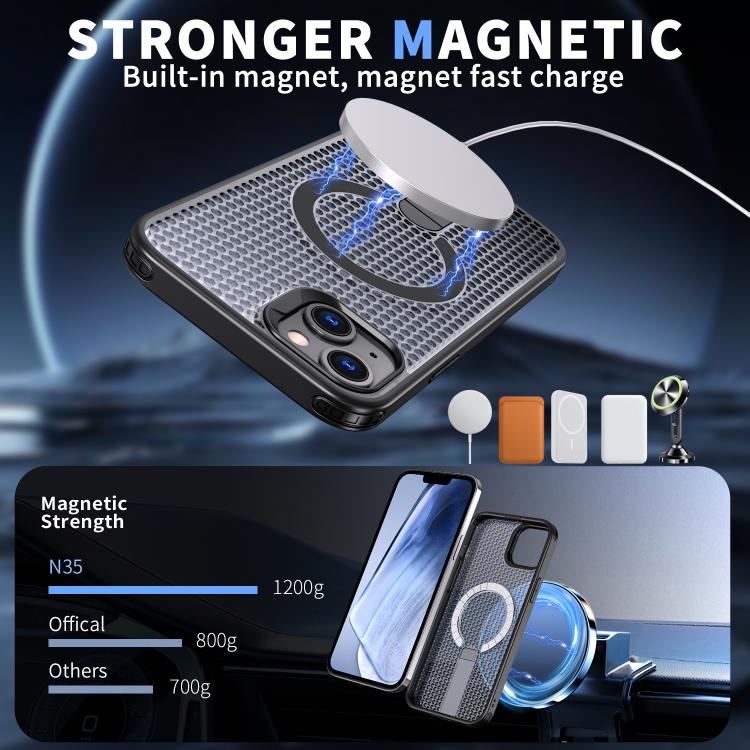 For iPhone 13 kalebol Honeycomb Cooling MagSafe Holder Phone Case