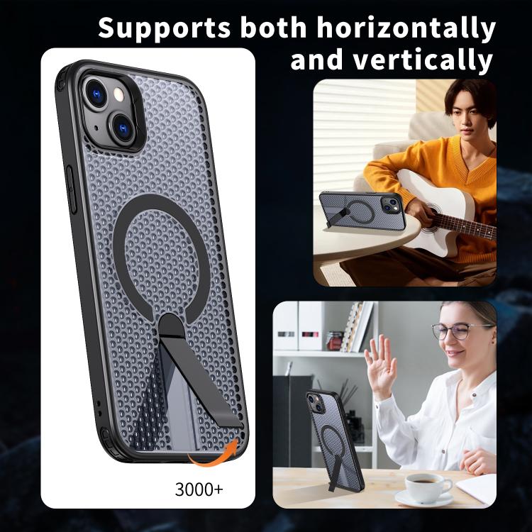 For iPhone 13 kalebol Honeycomb Cooling MagSafe Holder Phone Case