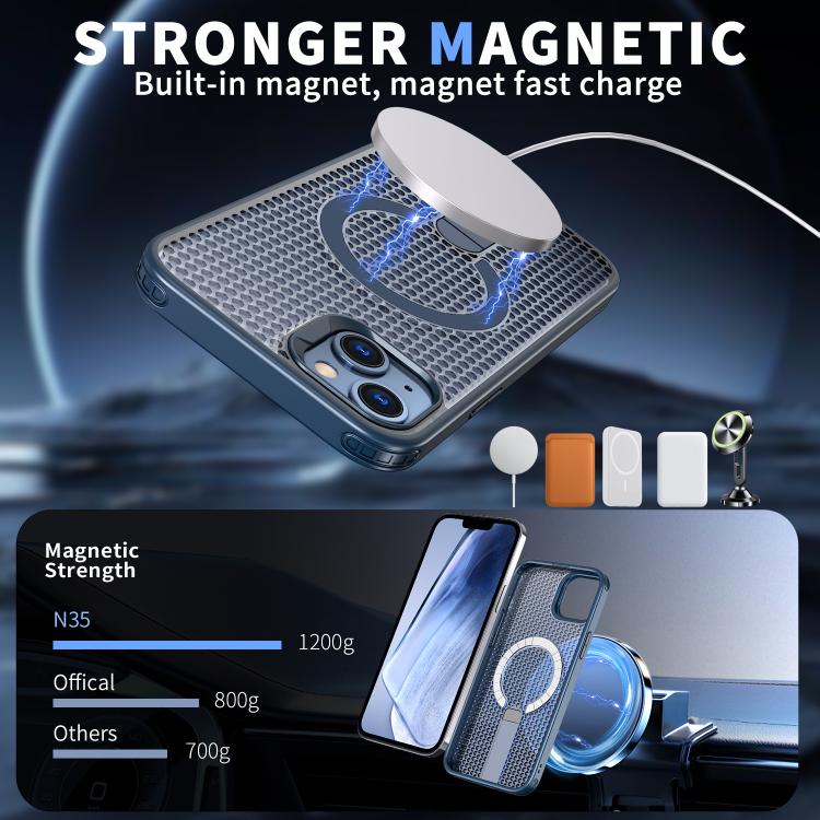 For iPhone 13 kalebol Honeycomb Cooling MagSafe Holder Phone Case