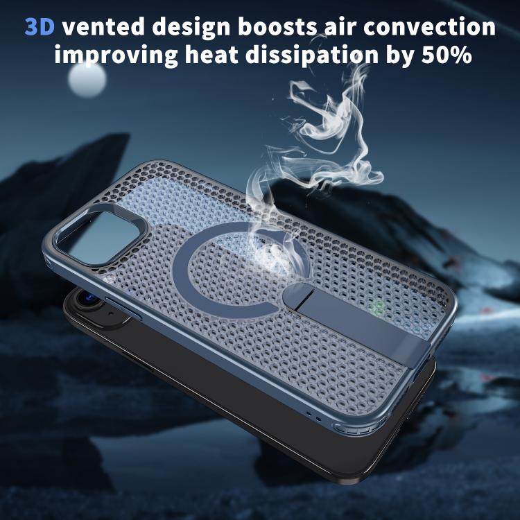 For iPhone 13 kalebol Honeycomb Cooling MagSafe Holder Phone Case