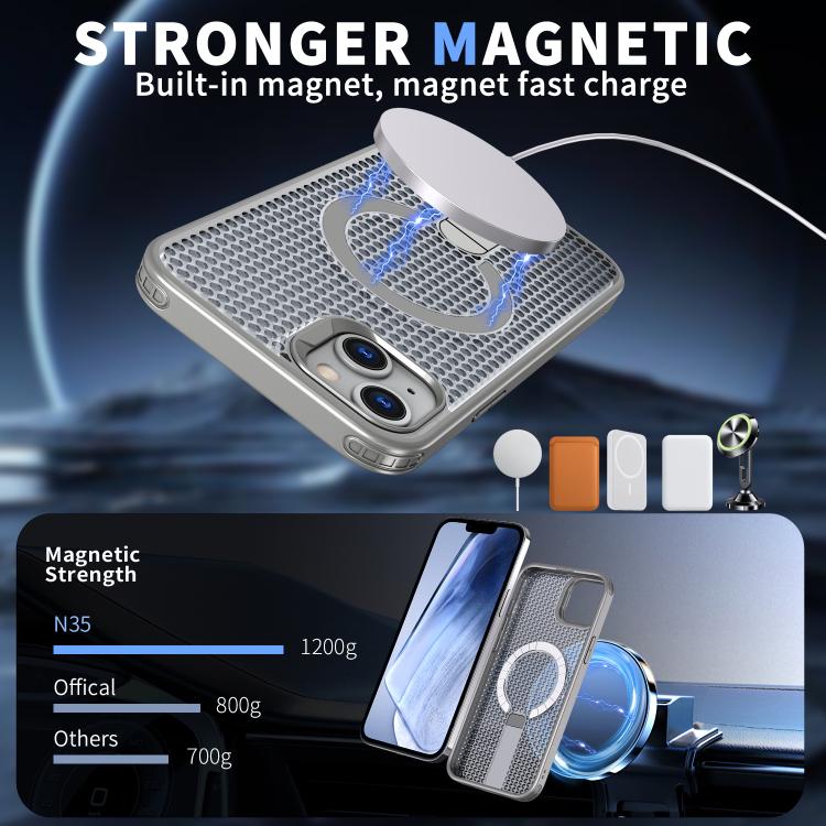 For iPhone 13 kalebol Honeycomb Cooling MagSafe Holder Phone Case