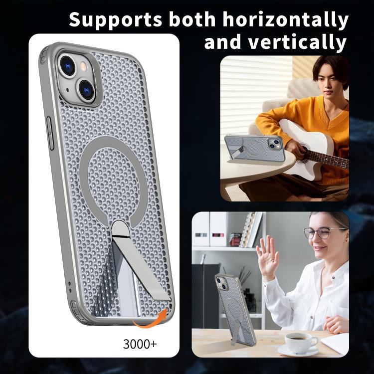 For iPhone 13 kalebol Honeycomb Cooling MagSafe Holder Phone Case