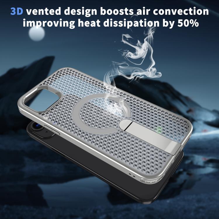 For iPhone 13 kalebol Honeycomb Cooling MagSafe Holder Phone Case