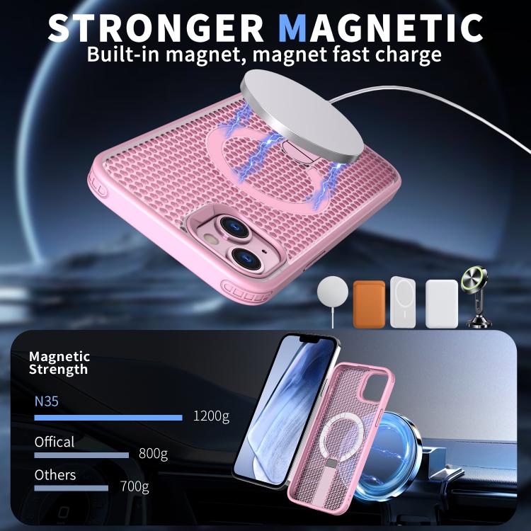 For iPhone 13 kalebol Honeycomb Cooling MagSafe Holder Phone Case