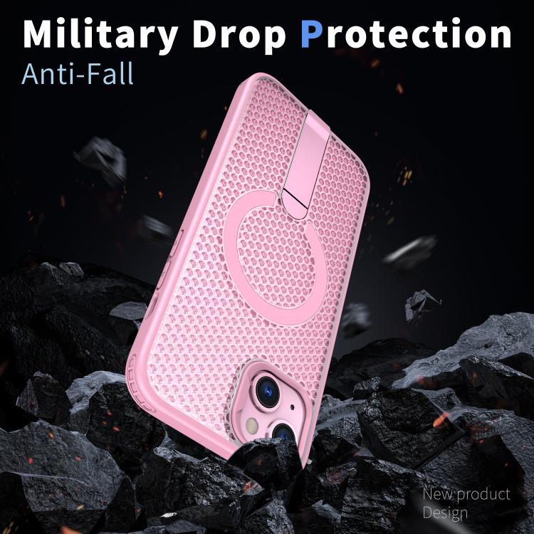 For iPhone 13 kalebol Honeycomb Cooling MagSafe Holder Phone Case