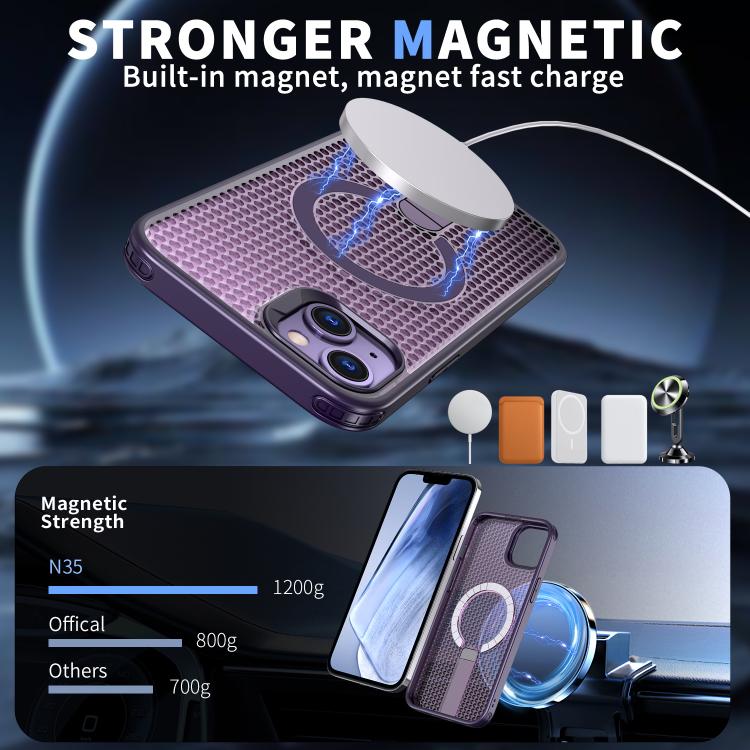 For iPhone 13 kalebol Honeycomb Cooling MagSafe Holder Phone Case