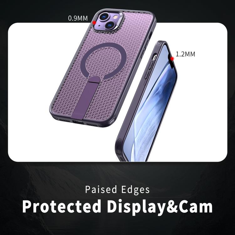 For iPhone 13 kalebol Honeycomb Cooling MagSafe Holder Phone Case
