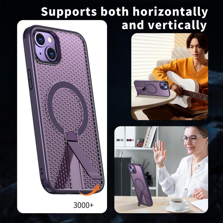 For iPhone 13 kalebol Honeycomb Cooling MagSafe Holder Phone Case