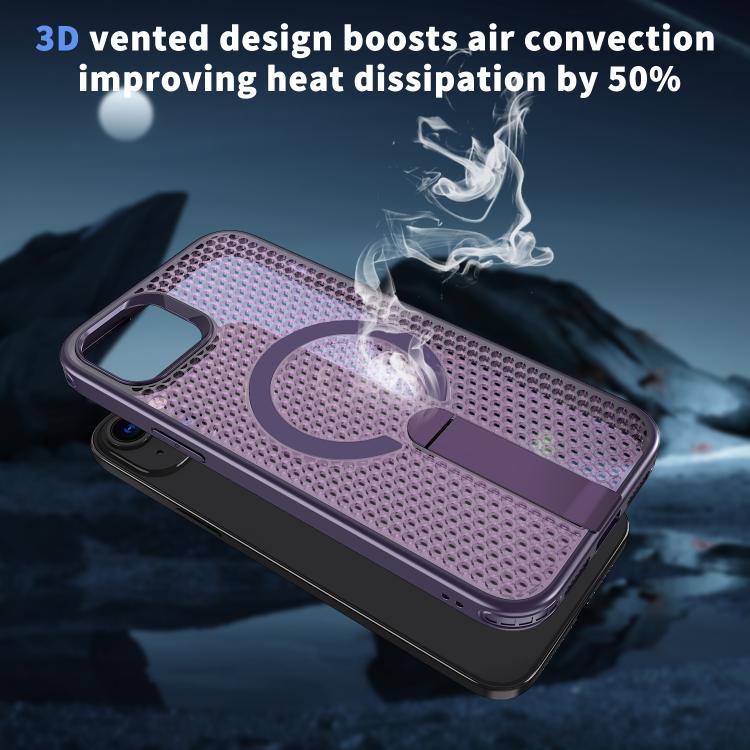 For iPhone 13 kalebol Honeycomb Cooling MagSafe Holder Phone Case