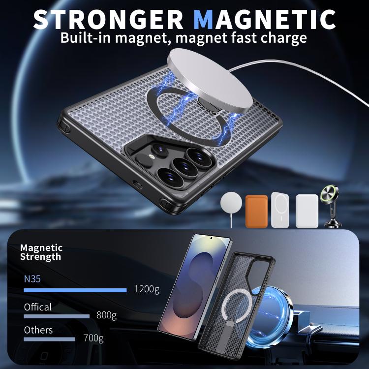 For Samsung Galaxy S25 Ultra 5G kalebol Honeycomb Cooling MagSafe Holder Phone Case