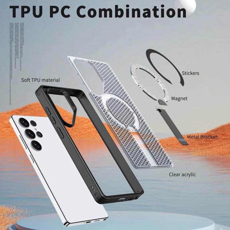 For Samsung Galaxy S25 Ultra 5G kalebol Honeycomb Cooling MagSafe Holder Phone Case