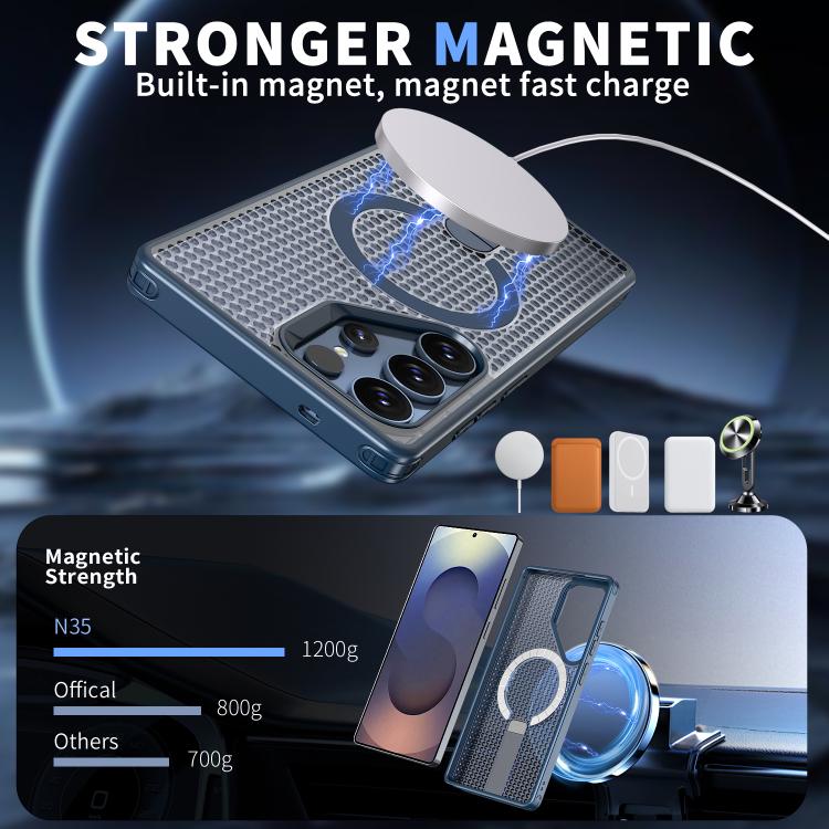 For Samsung Galaxy S25 Ultra 5G kalebol Honeycomb Cooling MagSafe Holder Phone Case