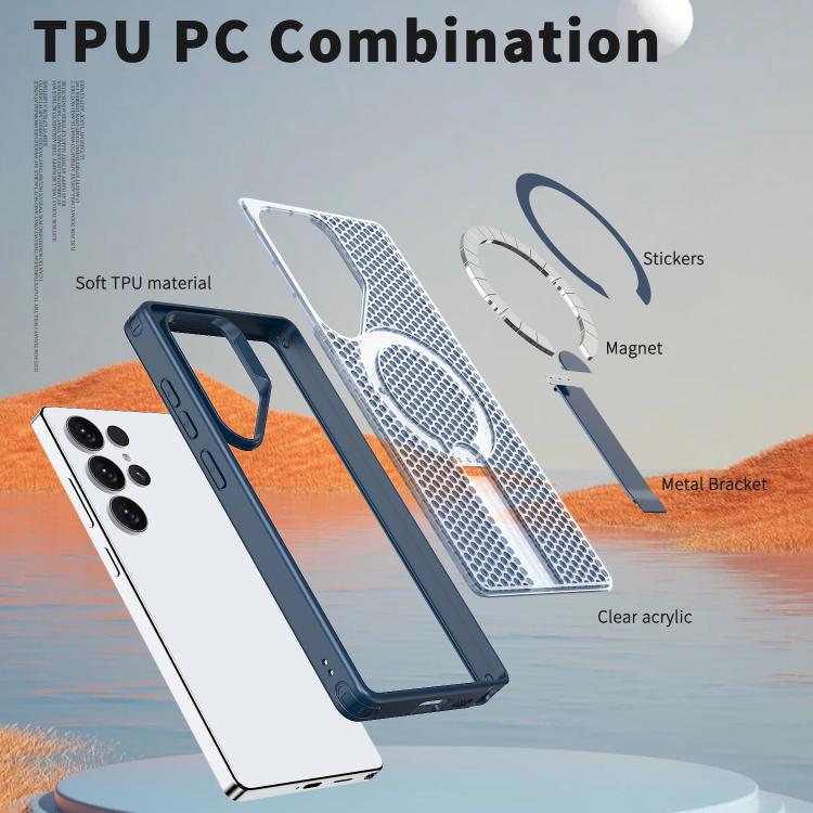 For Samsung Galaxy S25 Ultra 5G kalebol Honeycomb Cooling MagSafe Holder Phone Case