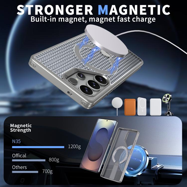 For Samsung Galaxy S25 Ultra 5G kalebol Honeycomb Cooling MagSafe Holder Phone Case