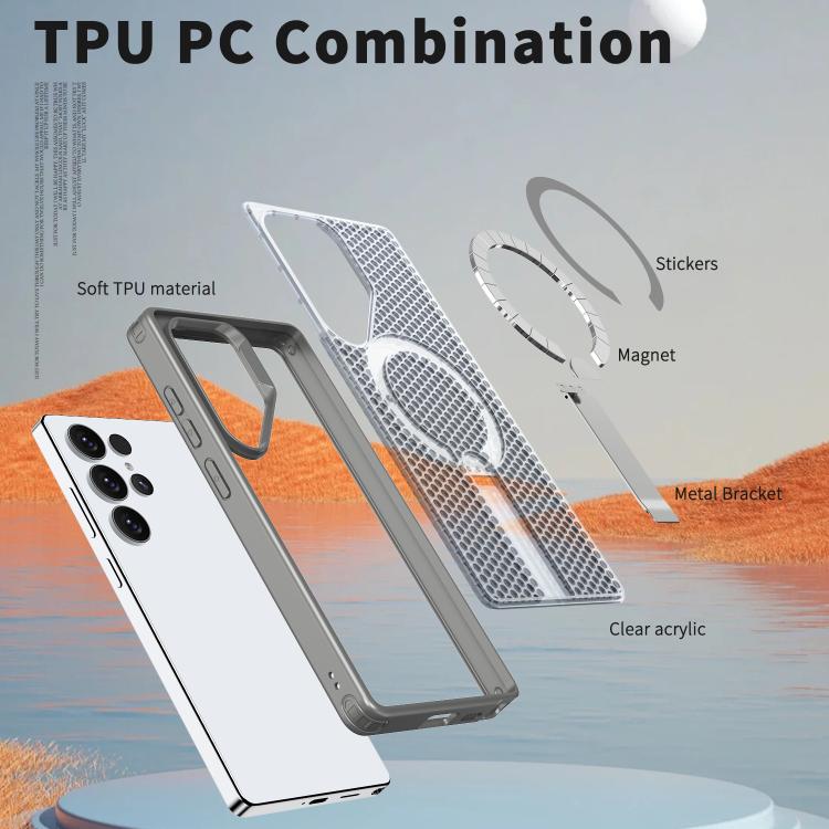 For Samsung Galaxy S25 Ultra 5G kalebol Honeycomb Cooling MagSafe Holder Phone Case