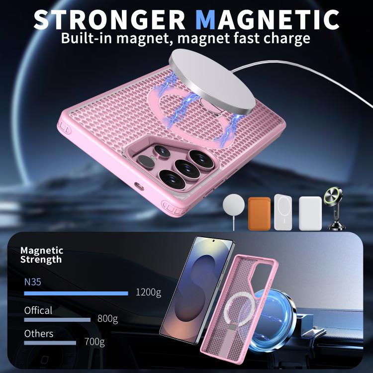 For Samsung Galaxy S25 Ultra 5G kalebol Honeycomb Cooling MagSafe Holder Phone Case
